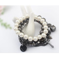 Latest design christ style vintage pearl beads multilayer elastic bracelet